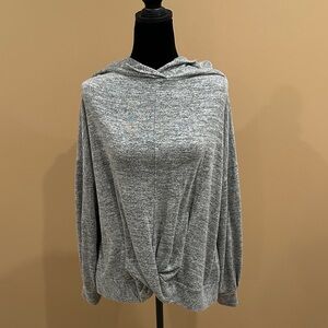 Nine West Gray Hooded Twist Front Sweater